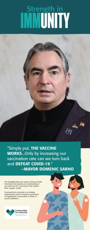 Photo of Mayor Sarno with phrase Strength in Immunity